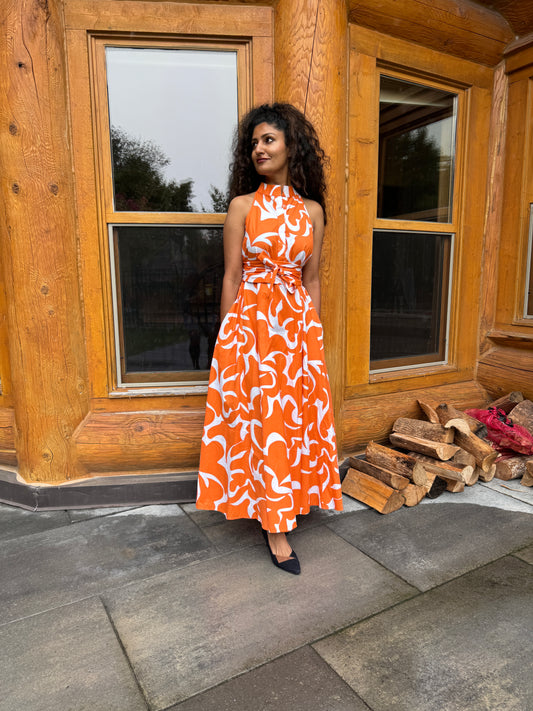 Halter Dress - Orange Lolly